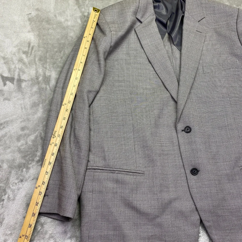 Marzoni Fabric of Excellence Mens‎ Blazer Jacket Grey Plaid 2 Button Italy Sz 46